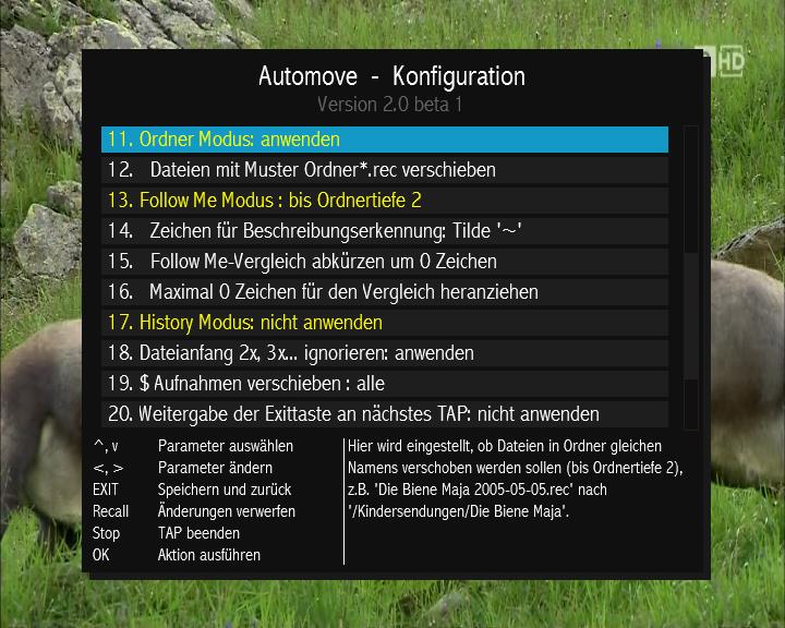 Automove Screenshot config 2